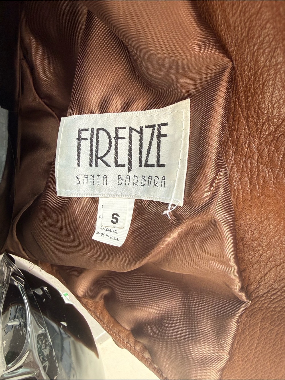 Vintage Firenze Santa Barbara Cropped Leather Moto Jacket Sz S Tan Brown - Picture 2 of 5